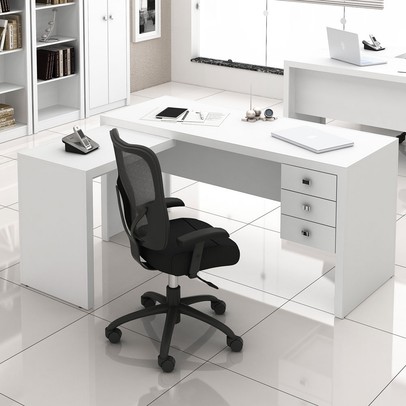 Mesa para Escritório 3 Gavetas Branco Me4106 - Tecno Mobili