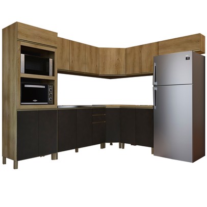 Cozinha Completa Dinamarca 16 Portas 2 Gavetas 6123.139 Castani/Chumbo - Indékes