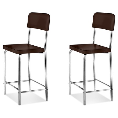 Banquetas Kit 2 Banquetas Vintage Cromado/Marrom - Art Panta