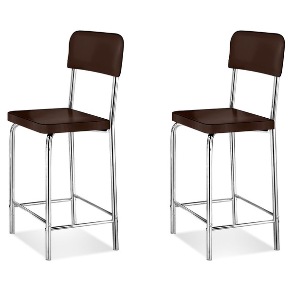 Banquetas Kit 2 Banquetas Vintage Cromado/Marrom - Art Panta