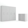 Quarto de Casal Ele e Ela Guarda-Roupa 8 Portas e 8 Prateleiras Cômoda 10 Gavetas Branco - Panorama Móveis