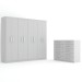 Quarto de Casal Ele e Ela Guarda-Roupa 8 Portas e 8 Prateleiras Cômoda 10 Gavetas Branco - Panorama Móveis