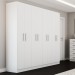 Quarto de Casal Ele e Ela Guarda-Roupa 8 Portas e 8 Prateleiras Cômoda 10 Gavetas Branco - Panorama Móveis