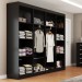 Quarto de Casal Ele e Ela Guarda-Roupa 8 Portas e 8 Prateleiras Cômoda 10 Gavetas Preto - Panorama Móveis