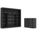 Quarto de Casal Ele e Ela Guarda-Roupa 8 Portas e 8 Prateleiras Cômoda 10 Gavetas Preto - Panorama Móveis