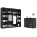 Quarto de Casal Ele e Ela Guarda-Roupa 8 Portas e 8 Prateleiras Cômoda 10 Gavetas Preto - Panorama Móveis