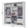 Guarda-Roupa Casal Isabela 3 Portas de Correr com Espelho 4 Gavetas Branco/Freijó - Carioca Móveis