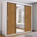 Guarda-Roupa Casal Isabela 3 Portas de Correr com Espelho 4 Gavetas Branco/Freijó - Carioca Móveis