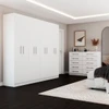Guarda-Roupa Casal Ele e Ela 8 Portas 8 Prateleiras e Cômoda 10 Gavetas Branco - Panorama Móveis