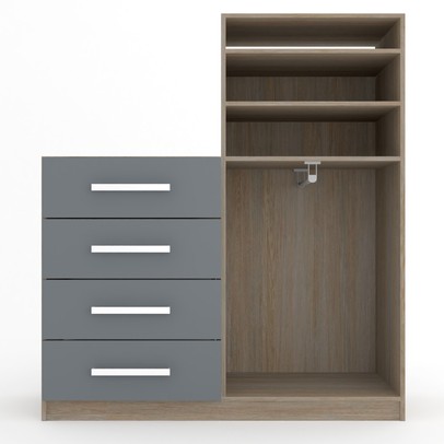 Cômoda Paris 2 Portas 4 Gavetas Carvalho/Cinza - Panorama Móveis