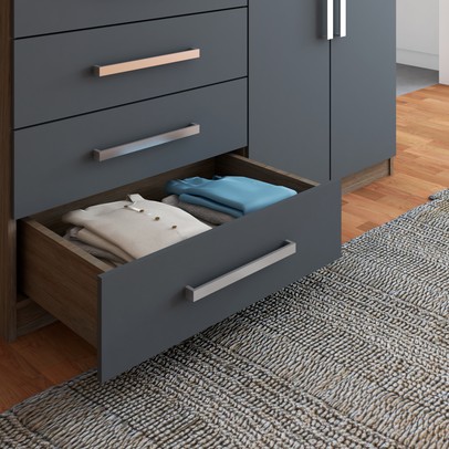 Cômoda Paris 2 Portas 4 Gavetas Carvalho/Cinza - Panorama Móveis