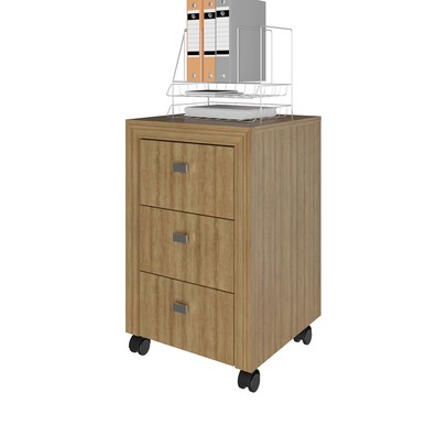 Gaveteiro com Rodízios3 Gavetas Amendoa Me4108 - Tecno Mobili