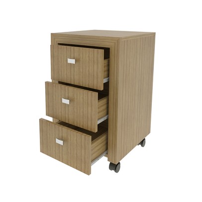 Gaveteiro com Rodízios3 Gavetas Amendoa Me4108 - Tecno Mobili