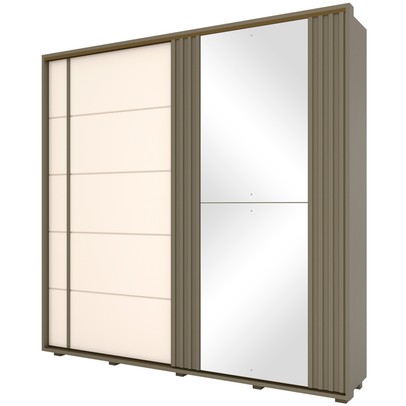 Guarda-Roupa Casal Havaí com Espelho 2 Portas 6 Gavetas Duna/Off White - Henn