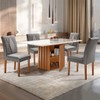 Mesa de Jantar 4 Lugares Elis com Vidro Cinamomo/Off White/Suede Cinza - Cel Móveis