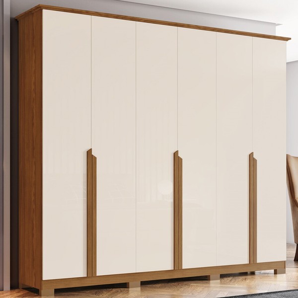 Guarda-Roupa Casal Andréas 6 Portas 6 Gavetas Nature/Off White - Henn