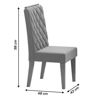 Mesa de Jantar 6 Lugares Poliana Mel/Blonde/Veludo Cinza - Panorama Móveis