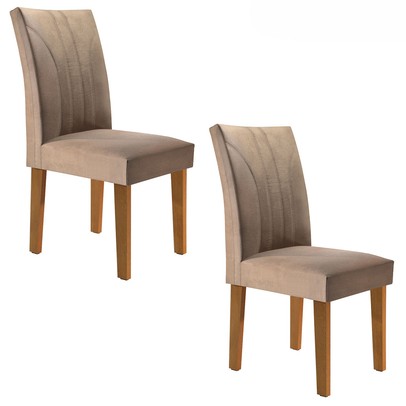 Cadeiras Kit 2 Cadeiras Moscou Ypê/Suede Pena - Cel Móveis