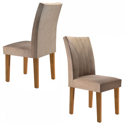 Cadeiras Kit 2 Cadeiras Moscou Ypê/Suede Pena - Cel Móveis