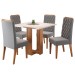 Mesa de Jantar 4 Lugares Charlotte Mel/Blonde/Veludo Cinza - Panorama Móveis