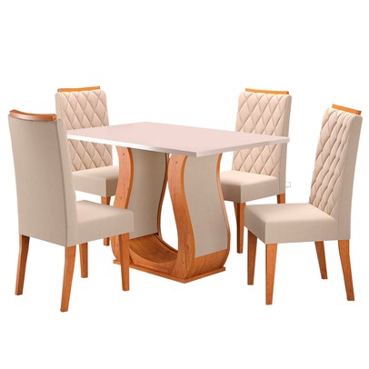 Mesa de Jantar 4 Lugares Los Angeles Mel/Blonde/Nude - Panorama Móveis