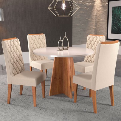 Mesa de Jantar 4 Lugares Disney Mel/Blonde/Nude - Panorama Móveis