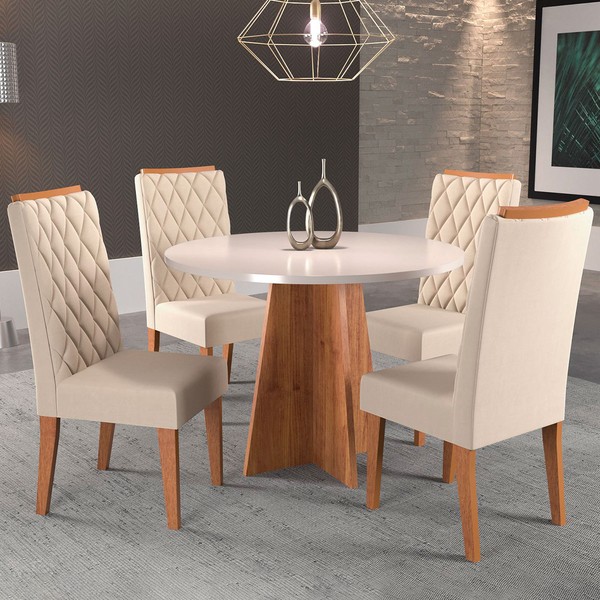 Mesa de Jantar 4 Lugares Disney Mel/Blonde/Nude - Panorama Móveis