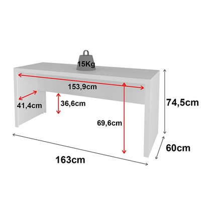Mesa para Escritório Branco Me4109 - Tecno Mobili