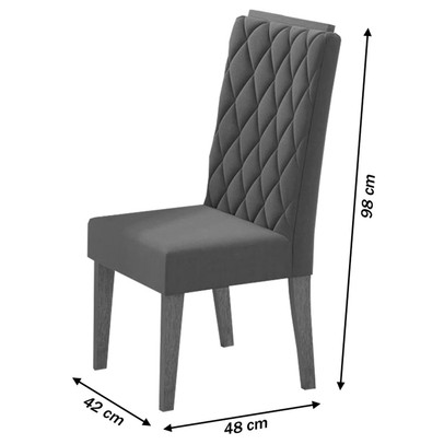 Mesa de Jantar 6 Lugares Dallas Mel/Blonde/Veludo Cinza - Panorama Móveis