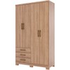 Guarda-Roupa Solteiro Caju 4 Portas 3 Gavetas Jequitibá Brilho - Henn