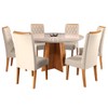 Mesa de Jantar 6 Lugares Virginia com Vidro Mel/Nude/Off White - Panorama Móveis