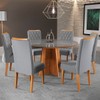 Mesa de Jantar 6 Lugares Virginia com Vidro Mel/Veludo Cinza/Grafite - Panorama Móveis