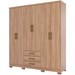 Guarda-Roupa Casal Caju 6 Portas 3 Gavetas Jequitibá Brilho - Henn
