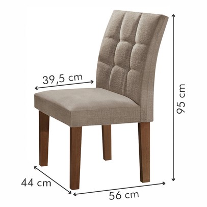 Mesa de Jantar 4 Lugares Classic/Vitória com Vidro Chocolate/Linho Cinza - Cel Móveis