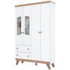 Guarda-Roupa Infantil Confete 4 Portas 2 Gavetas com Espelho Branco/Jequitibá - Henn