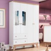 Guarda-Roupa Infantil Confete 4 Portas 2 Gavetas com Espelho Branco/Jequitibá - Henn