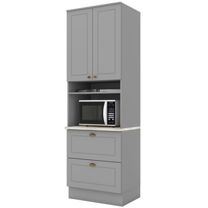 Torre Quente Americana 2 Portas 2 Gavetas 100% Mdf C350 Cinza/Calcare - Henn