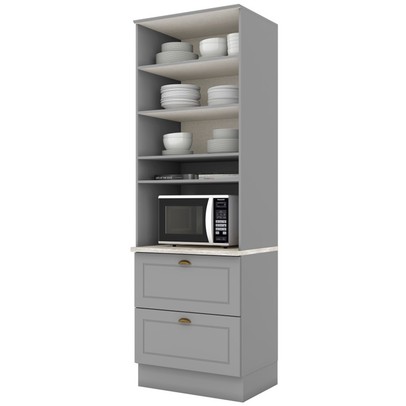 Torre Quente Americana 2 Portas 2 Gavetas 100% Mdf C350 Cinza/Calcare - Henn