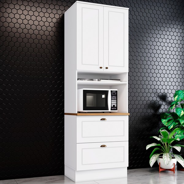 Torre Quente Americana 2 Portas 2 Gavetas 100% Mdf C350 Branco/Nature - Henn