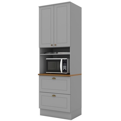 Torre Quente Americana 2 Portas 2 Gavetas 100% Mdf C350 Cinza/Nature - Henn