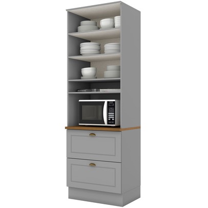 Torre Quente Americana 2 Portas 2 Gavetas 100% Mdf C350 Cinza/Nature - Henn