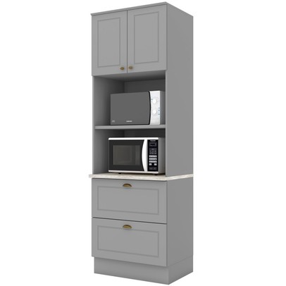 Torre Quente Americana 2 Portas 2 Gavetas 100% Mdf C351 Cinza - Henn