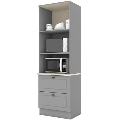 Torre Quente Americana 2 Portas 2 Gavetas 100% Mdf C351 Cinza - Henn