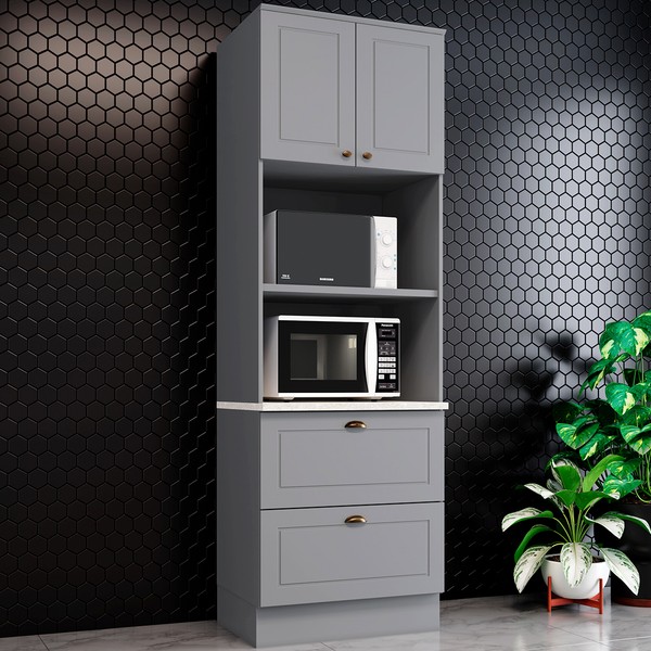 Torre Quente Americana 2 Portas 2 Gavetas 100% Mdf C351 Cinza - Henn