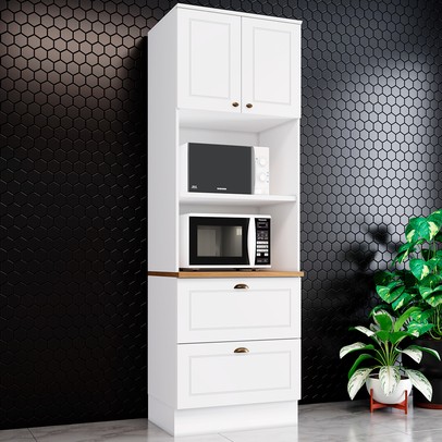 Torre Quente Americana 2 Portas 2 Gavetas 100% Mdf C351 Branco/Nature - Henn