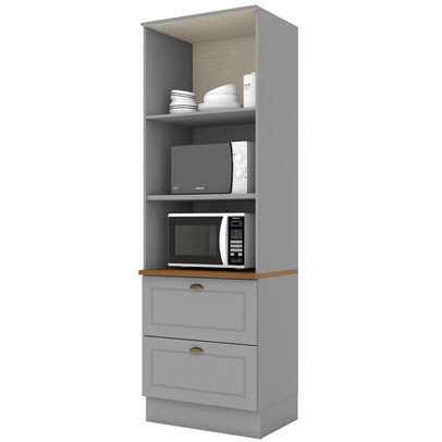 Torre Quente Americana 2 Portas 2 Gavetas 100% Mdf C351 Cinza/Nature - Henn