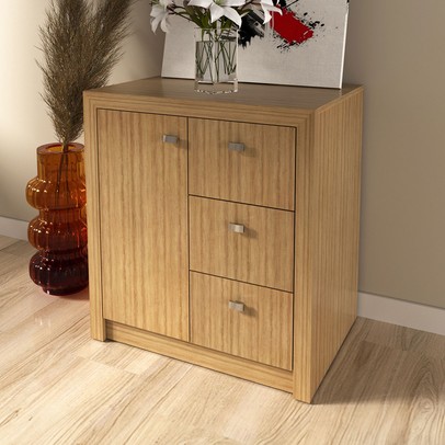 Armário para Escritório Baixo 1 Porta 3 Gavetas Me4111 Amendoa - Tecno Mobili