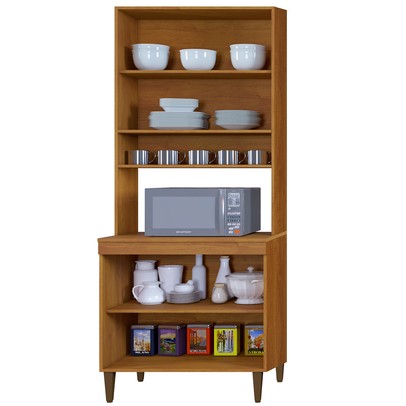 Paneleiro Atenas 4 Portas 2 Prateleiras Nature/Off White - Kaiki Móveis