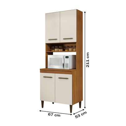 Paneleiro Atenas 4 Portas 2 Prateleiras Nature/Off White - Kaiki Móveis