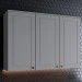 Armário Aéreo Cozinha 120 Cm Americana 3 Portas 100% Mdf Cinza C352 - Henn